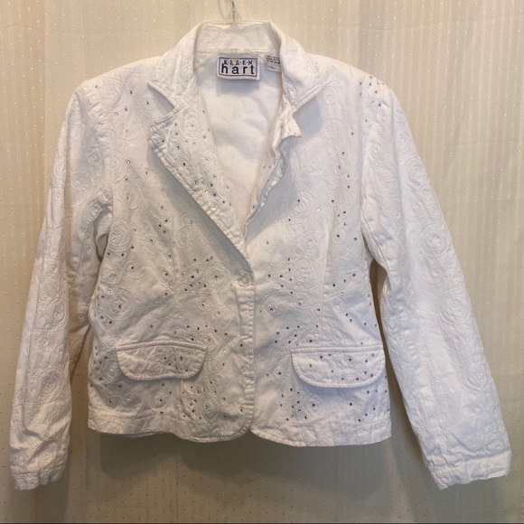 KEREN hart Jackets & Blazers - Karen hart white embroidered jean jacket